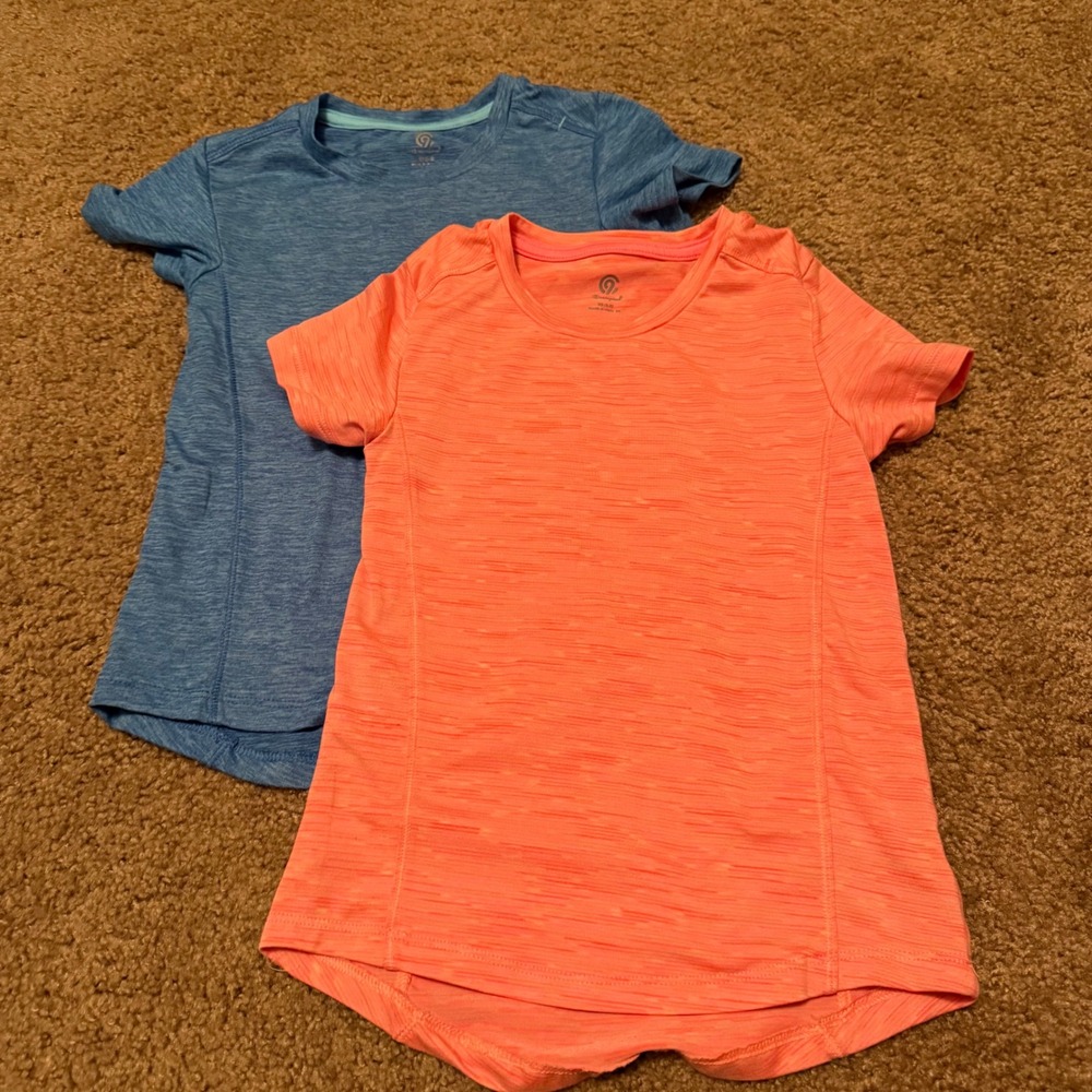 Champion Duo Dry Shirts Kids XS 4-5 Blue Orange Heathered Active Tee 2 Pack